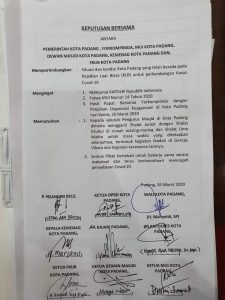 Seluruh Masjid di Padang Diminta Tidak Gelar Shalat Jumat